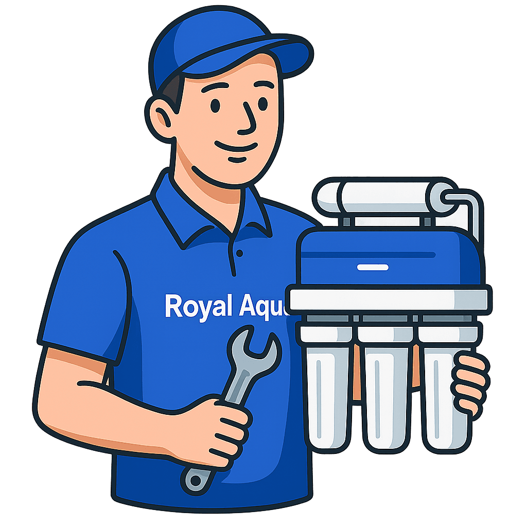 Royal Aqua technician servicing an RO purifier